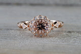 Clovis Art Deco Round Shape Morganite Ring M3066