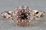 Clovis Art Deco Round Shape Morganite Ring M3066