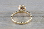 BelAir 14k Yellow Gold Round 7mm Morganite Pinkish Engagement Ring Crown Vintage Design Diamonds