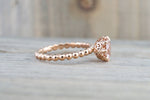 BelAir 14k Rose Gold Round 7mm Morganite Pinkish Engagement Ring Crown Vintage Design Diamonds