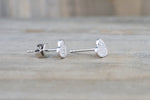 HEART 14k White Gold Micro Pave Stud Earring Studs 3d Point