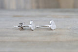 HEART 14k White Gold Micro Pave Stud Earring Studs 3d Point