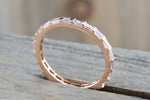 18k Rose Gold Channel Set Dainty Thin Baguette Cut Rectangle Diamond Band Stackable Design