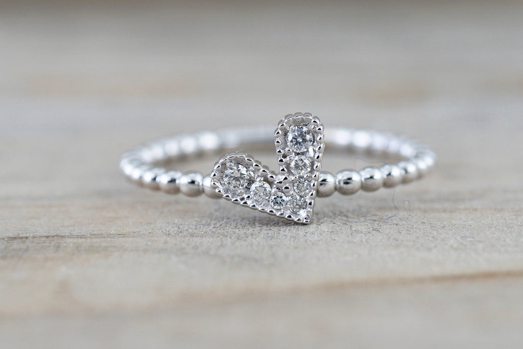 14K White Gold Diamond Heart Ring