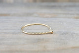 14k Yellow Gold Round Cut Diamond Bezel Fashion Ring Rope Design Wire Band
