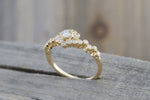 Vermont 14K Yellow Gold Classic Diamond Engagement Wedding Promise Vintage Classic Cute Ring Band Arch Shaped