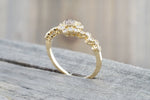 Vermont 14K Yellow Gold Classic Chocalate Diamond Engagement Wedding Promise Vintage Classic Cute Ring Band Arch Shaped