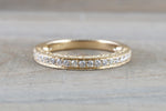 14kt Yellow Gold Diamond Milgrain Etching Vintage Wedding Engagement Anniversary Band Ring Filigree Vine