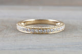 14kt Yellow Gold Diamond Milgrain Etching Vintage Wedding Engagement Anniversary Band Ring Filigree Vine