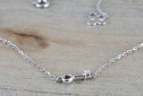 14k White Gold Diamond Dainty Key Pendant Necklace with Chain 16" 18"