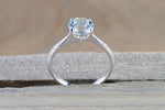 18k White Gold Round Cut Aquamarine Vintage Filigree Engagement Promise Ring Rope