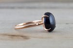 14k Rose Gold Oval Black Onyx Prong Engagement Promise Ring Rope Bead Vintage Classic  10x12