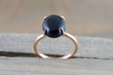 14k Rose Gold Oval Black Onyx Prong Engagement Promise Ring Rope Bead Vintage Classic  10x12