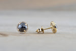 Rose Cut Black Diamond Halo Studs