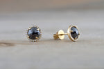 Rose Cut Black Diamond Halo Studs