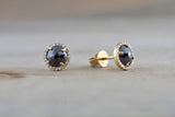 Rose Cut Black Diamond Halo Studs