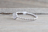 Gold Diamond Pave Disk Ball Bead Signet Ring