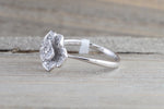 14kt White Gold Diamond Flower Petal Floral Band Promise Ring Anniversary
