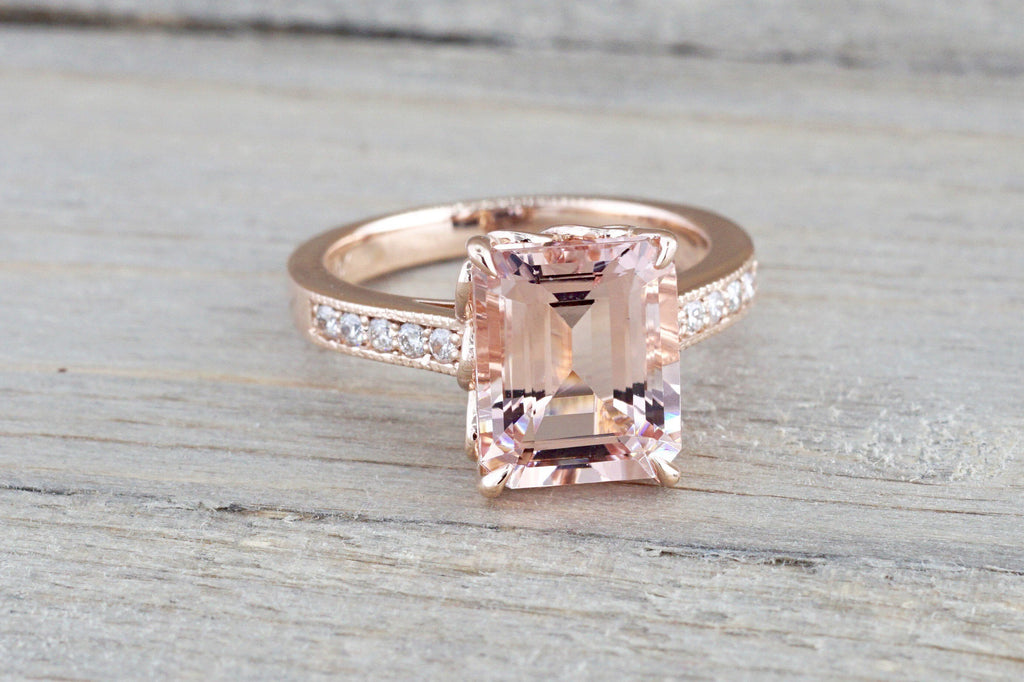 2.5ct Simulated Peach Morganite Engagement Ring 14k White Gold Plated  Solitaire | eBay