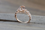 14k Rose Gold Elongated Oval Cut Morganite Diamond Infinity Twist Engagement Ring