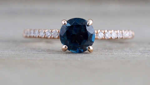 Hidden Halo Round London Blue Topaz Ring