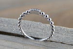 White Gold Diamond Bead Ring Space Bar