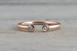 14k Rose Gold Round Cut Diamond Bezel Open Cuff Fashion Stackable Stacking Promise Ring Space