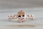 14k Rose Gold Elongated Oval Cut Morganite Diamond Infinity Twist Engagement Ring