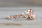 14k Rose Gold Elongated Oval Cut Morganite Diamond Infinity Twist Engagement Ring
