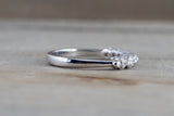 14k White Gold Diamond Vintage Ring Antique Half Dainty Band Single Prong