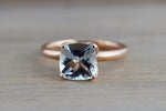 14k Rose Gold Round Aquamarine Tulip Crown Solitaire 4 Prong Ring 8mm Engagement Wedding Anniversary Ring Band