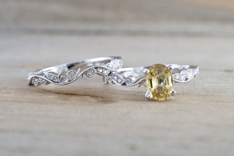 Yellow Sapphire Floral Wedding Set