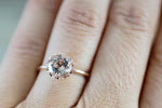 7mm Melrose Smooth 14k Rose Gold Round Morganite Pink Peach Champagne Beige Diamond Halo Engagement Ring Crown Vintage Solitaire