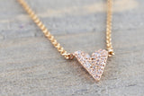 14k Rose Gold Heart Micro Pave Diamond Invisible Dainty Pendant Charm