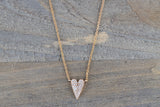 14k Rose Gold Heart Micro Pave Diamond Invisible Dainty Pendant Charm