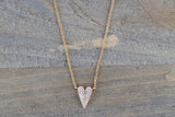 14k Rose Gold Heart Micro Pave Diamond Invisible Dainty Pendant Charm