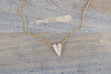 14k Rose Gold Heart Micro Pave Diamond Invisible Dainty Pendant Charm