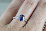 18 Karat Rose Gold Diamond Oval Tanzanite Engagement Ring Anniversary Promise Wedding Band