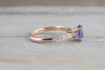 18 Karat Rose Gold Diamond Oval Tanzanite Engagement Ring Anniversary Promise Wedding Band