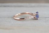 18 Karat Rose Gold Diamond Oval Tanzanite Engagement Ring Anniversary Promise Wedding Band