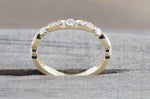 14k Yellow Gold Diamond Vintage Milgrain Bezel Band Ring Wedding