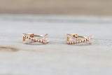 14k Rose Gold Diamond Rope Hoop Earrings