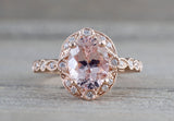 Art Deco Oval Halo Morganite Ring ASPER1430025