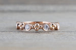 Bezel Diamond Clover Bead Band Ring
