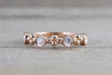 Bezel Diamond Clover Bead Band Ring