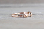 14k Solid Rose Gold Pyramid Diamond Ring Stack Band Stackable