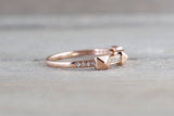 14k Solid Rose Gold Pyramid Diamond Ring Stack Band Stackable