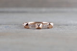 14k Solid Rose Gold Pyramid Diamond Ring Stack Band Stackable