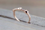 14k Solid Rose Gold Pyramid Diamond Ring Stack Band Stackable