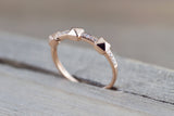 14k Solid Rose Gold Pyramid Diamond Ring Stack Band Stackable